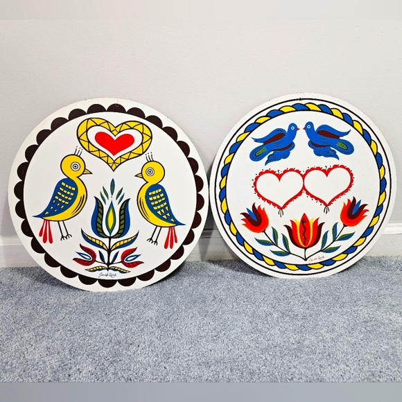 Vintage Midcentury Pennsylvania Dutch Collectible Colorful Hex Signs Love Birds - Picture 1 of 7